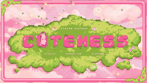 Cuteness Animated Stream Package with Overlays, Alerts and Transition for Twitch and OBS Studio