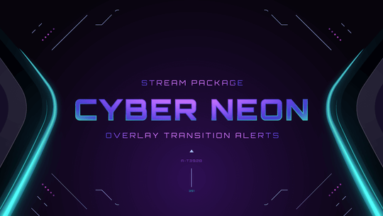 Cyber Neon Stream Overlay & Alerts Package for Twitch and Youtube