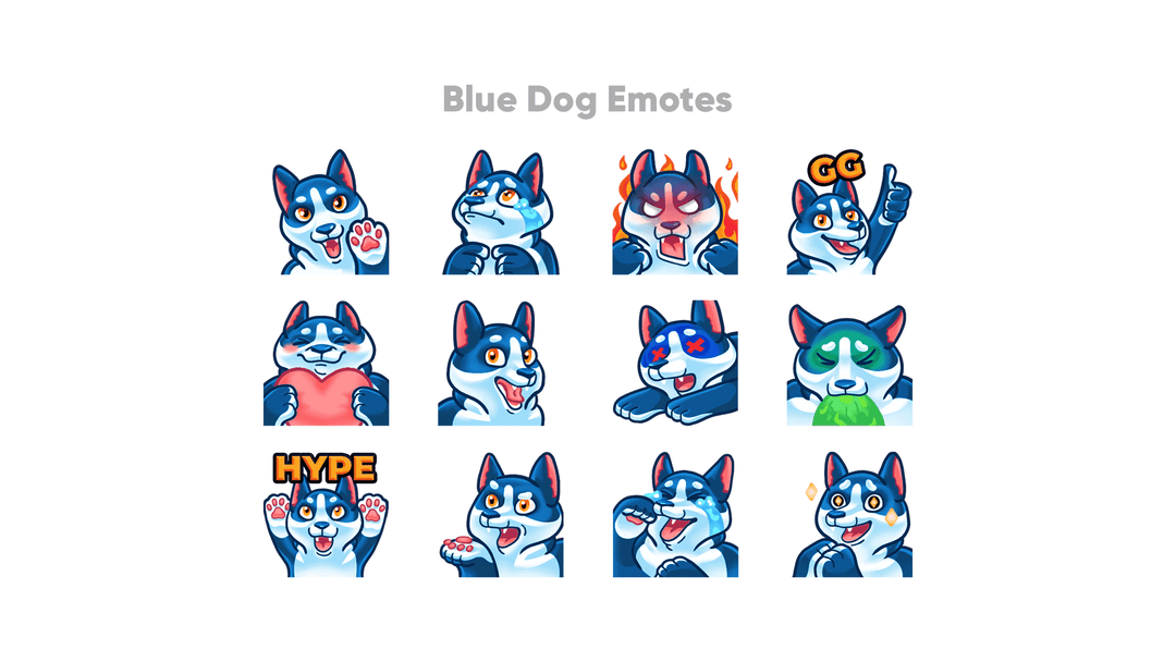 Dog Custom Emotes for Twitch, Youtube and Discord  | Download Now!