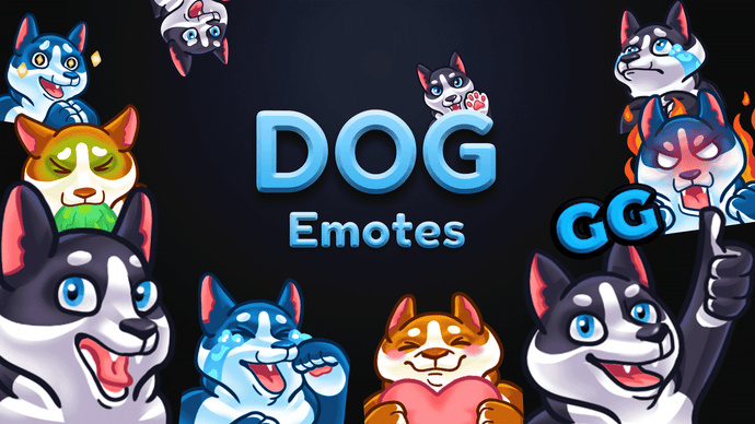 Dog Custom Emotes for Twitch, Youtube and Discord  | Download Now!