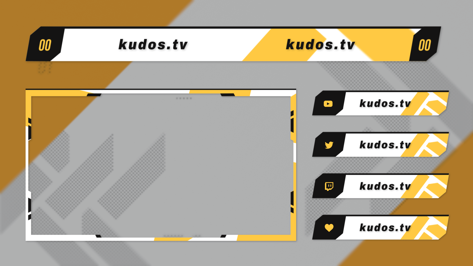 Esports Yellow — Stream Header, Label and Webcam Overlay Pack for OBS
