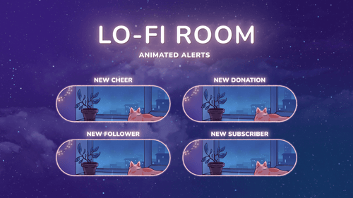 Lofi Room - Animated Alerts for Twitch, Youtube and Facebook Gaming