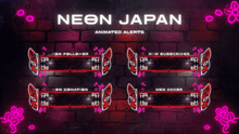 Load image into Gallery viewer, Neon Japan Animated Alerts for Twitch, Youtube, Facebook Gaming. Works with Streamlabs and Streamelements
