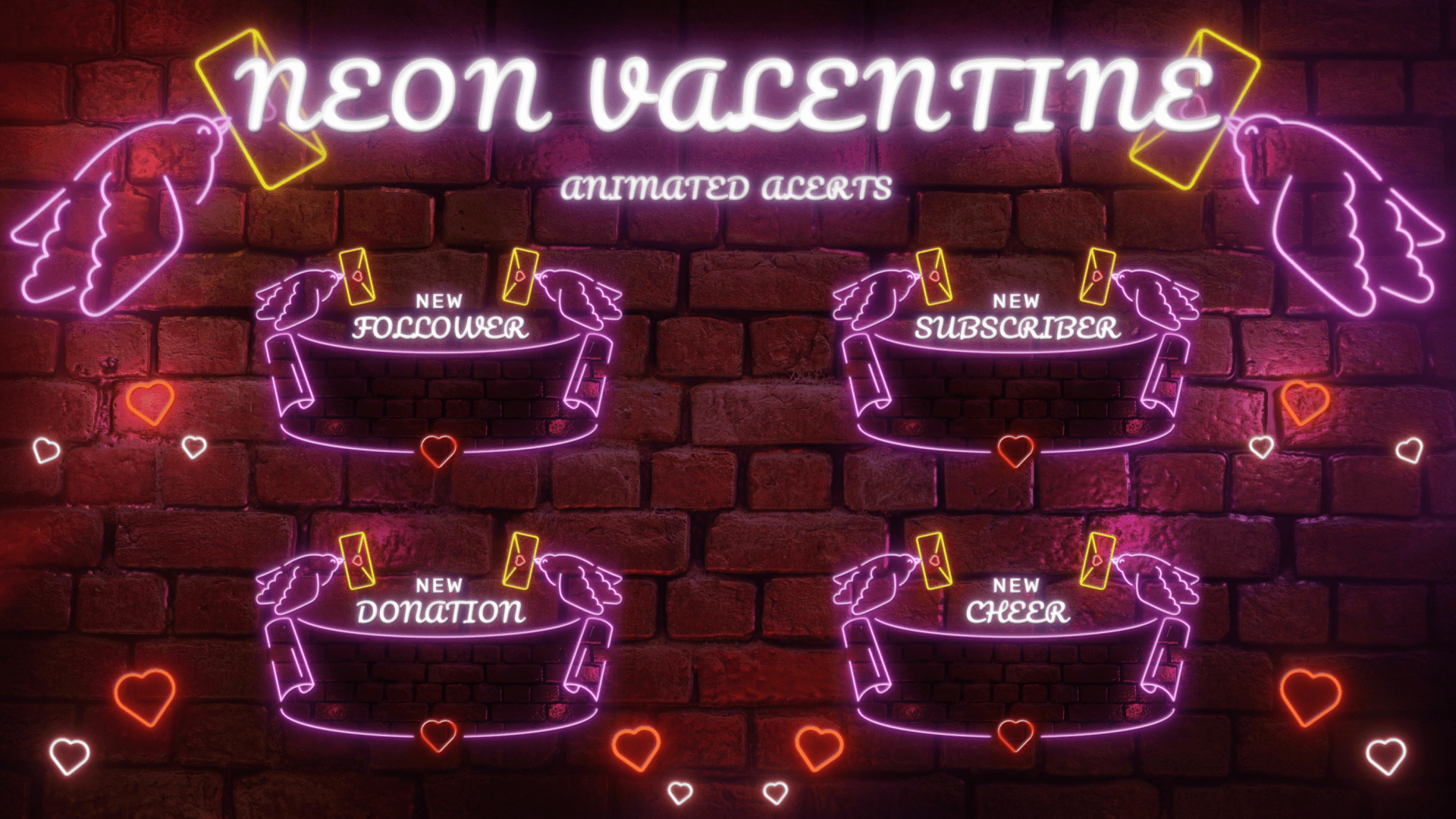 Neon Valentine Animated Alerts for Twitch, Youtube and Facebook