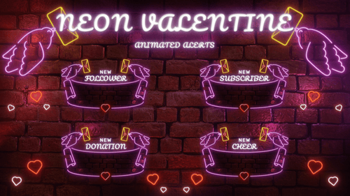 Neon Valentine Animated Alerts for Twitch, Youtube and Facebook