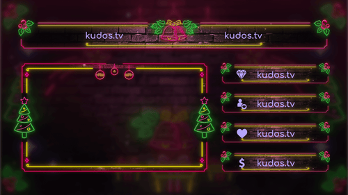 Neon Christmas — Stream Header, Label and Webcam Overlay Pack for OBS
