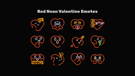 Neon Valentine Emotes for Twitch, Youtube and Discord  | Download Now!