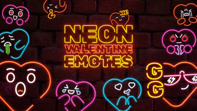 Neon Valentine Emotes for Twitch, Youtube and Discord  | Download Now!