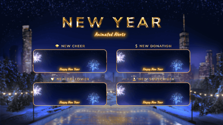 New Year 2022 Animated Alerts for Twitch, Youtube and Facebook