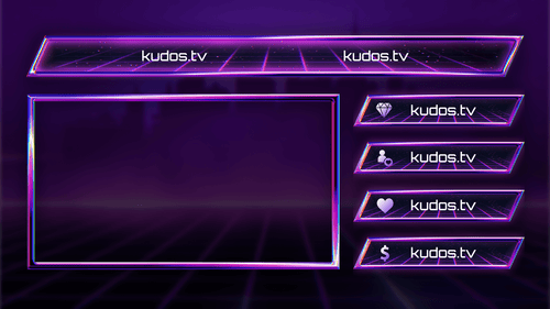 Retro Neon — Stream Header, Label and Webcam Overlay Pack for OBS