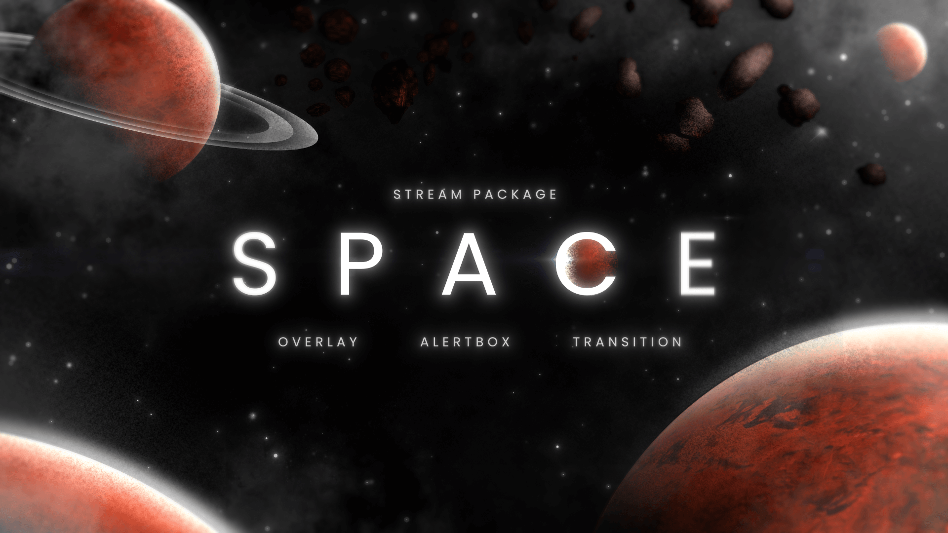 Space Animated Stream Package with Overlays, Alerts and Transition for Twitch and OBS Studio