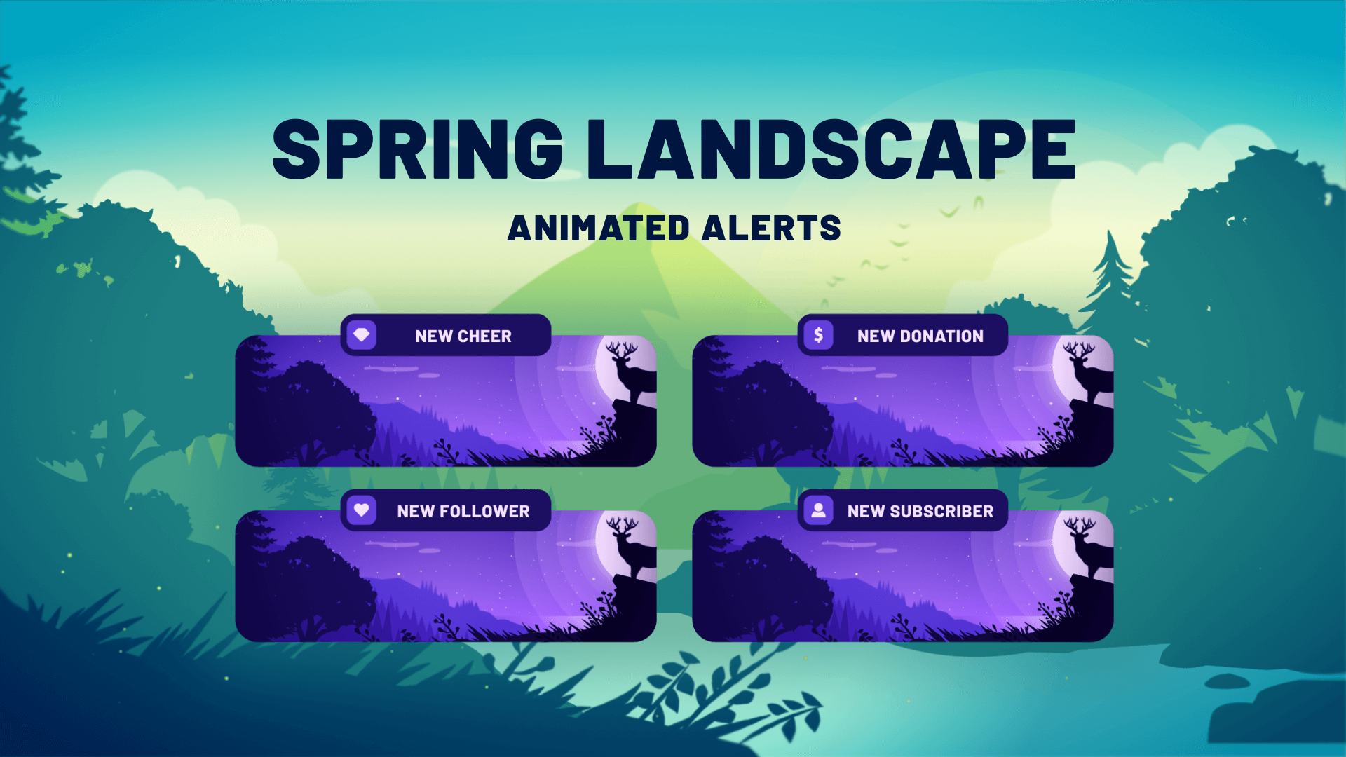 Spring Landscape - Animated Alerts for Twitch and Youtube