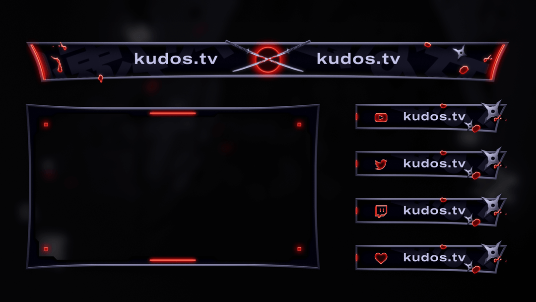 Yandere — Stream Header, Label and Webcam Overlay Pack for OBS