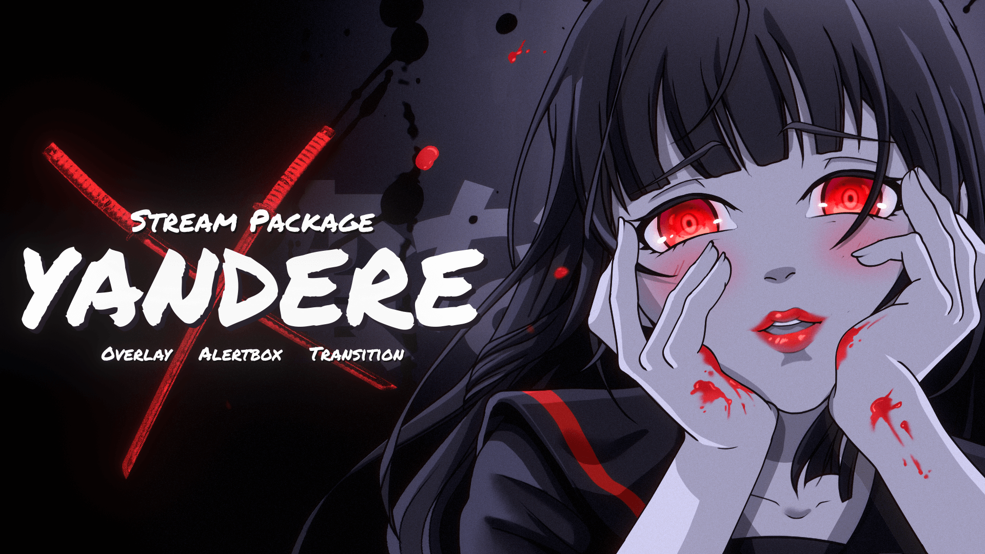 Yandere Stream Overlay & Alerts Package for Twitch and Youtube